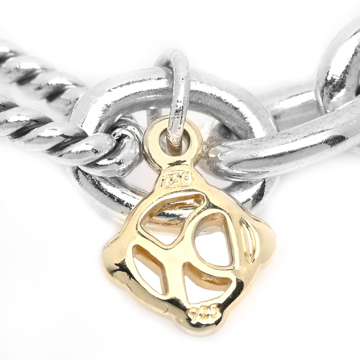 David Yurman Sterling Silver 18K Yellow Gold Figaro Link Bracelet 4 of 4