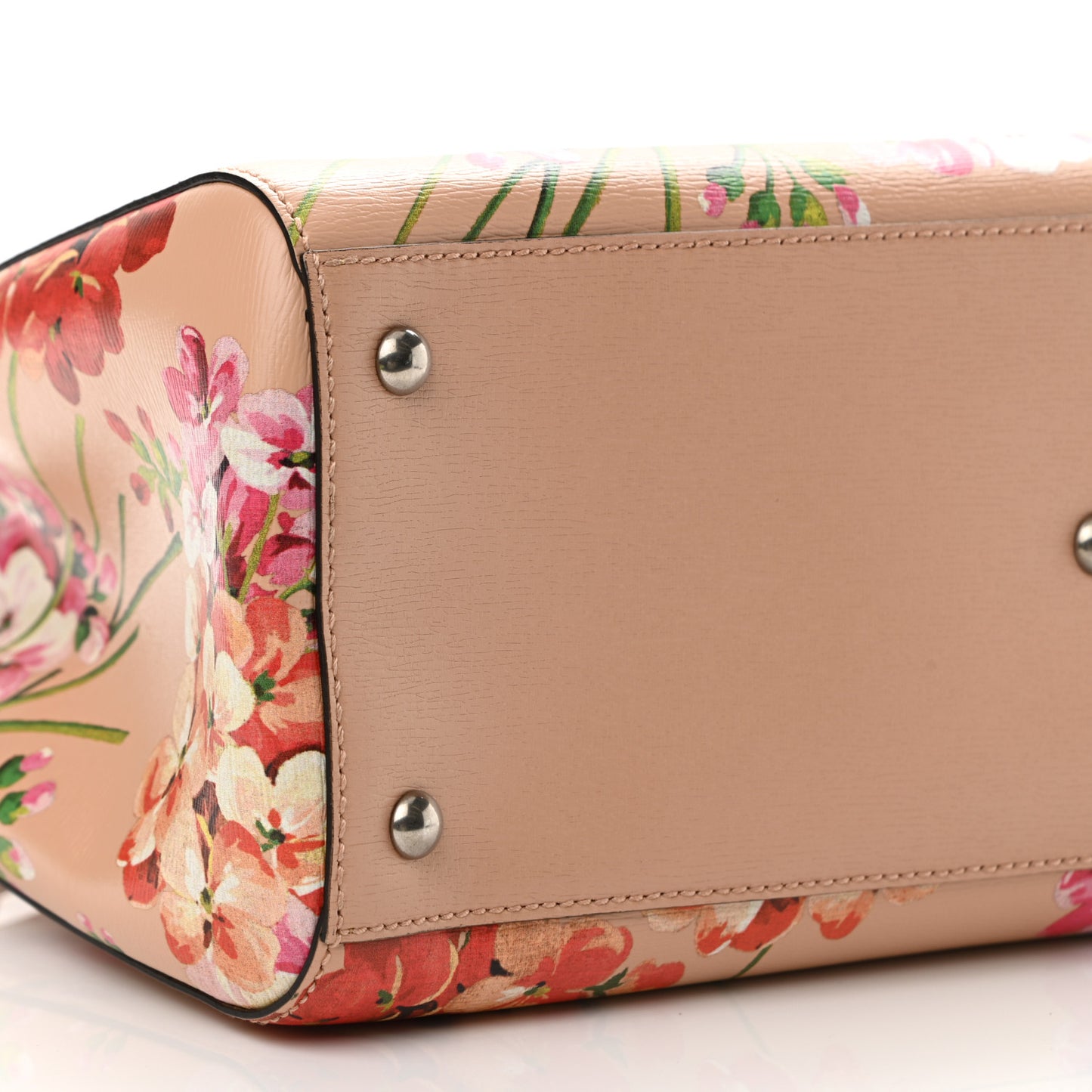 Shangai Calfskin Blooms Print Medium Bamboo Shopper Tote Pink Apricot Multicolor
