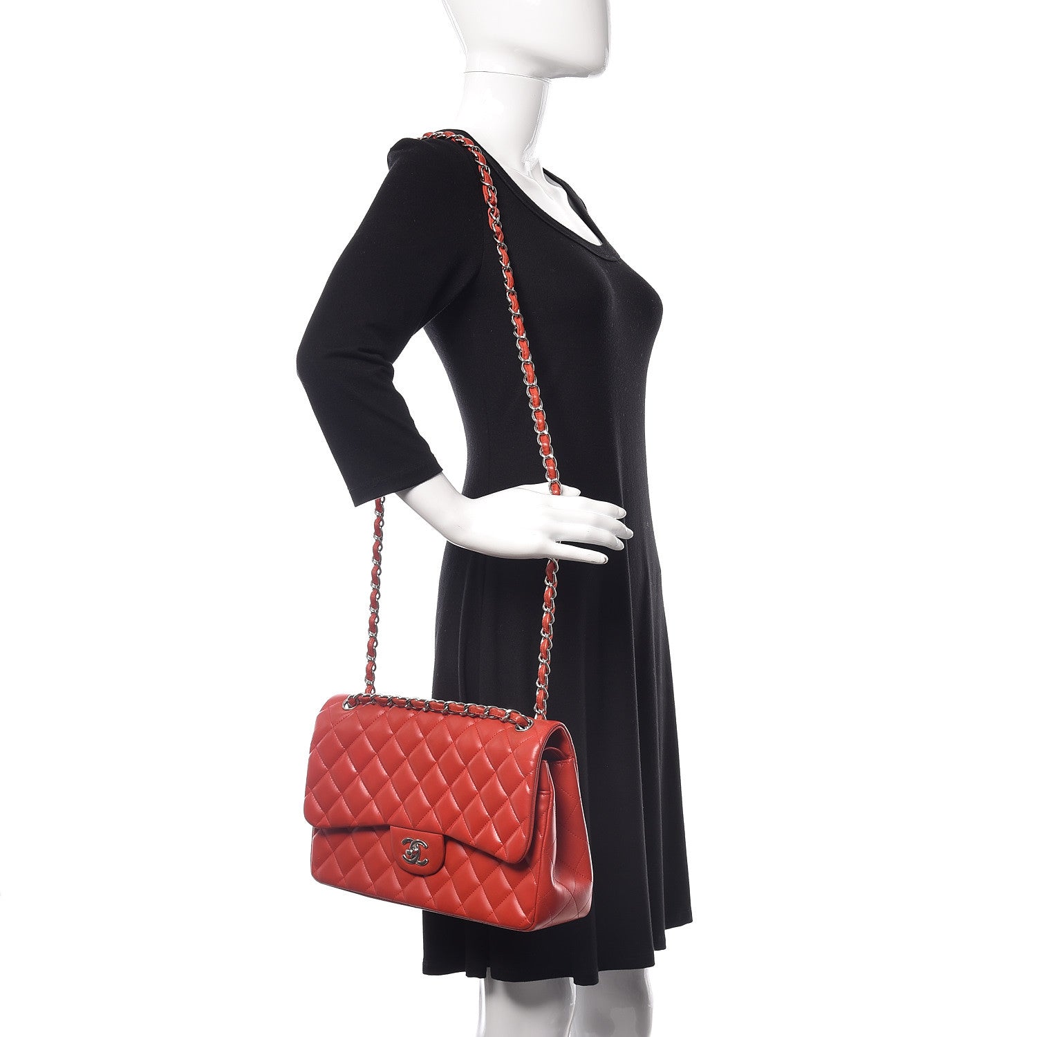 Chanel Lambskin Quilted Jumbo Double Flap Red 3 of 14