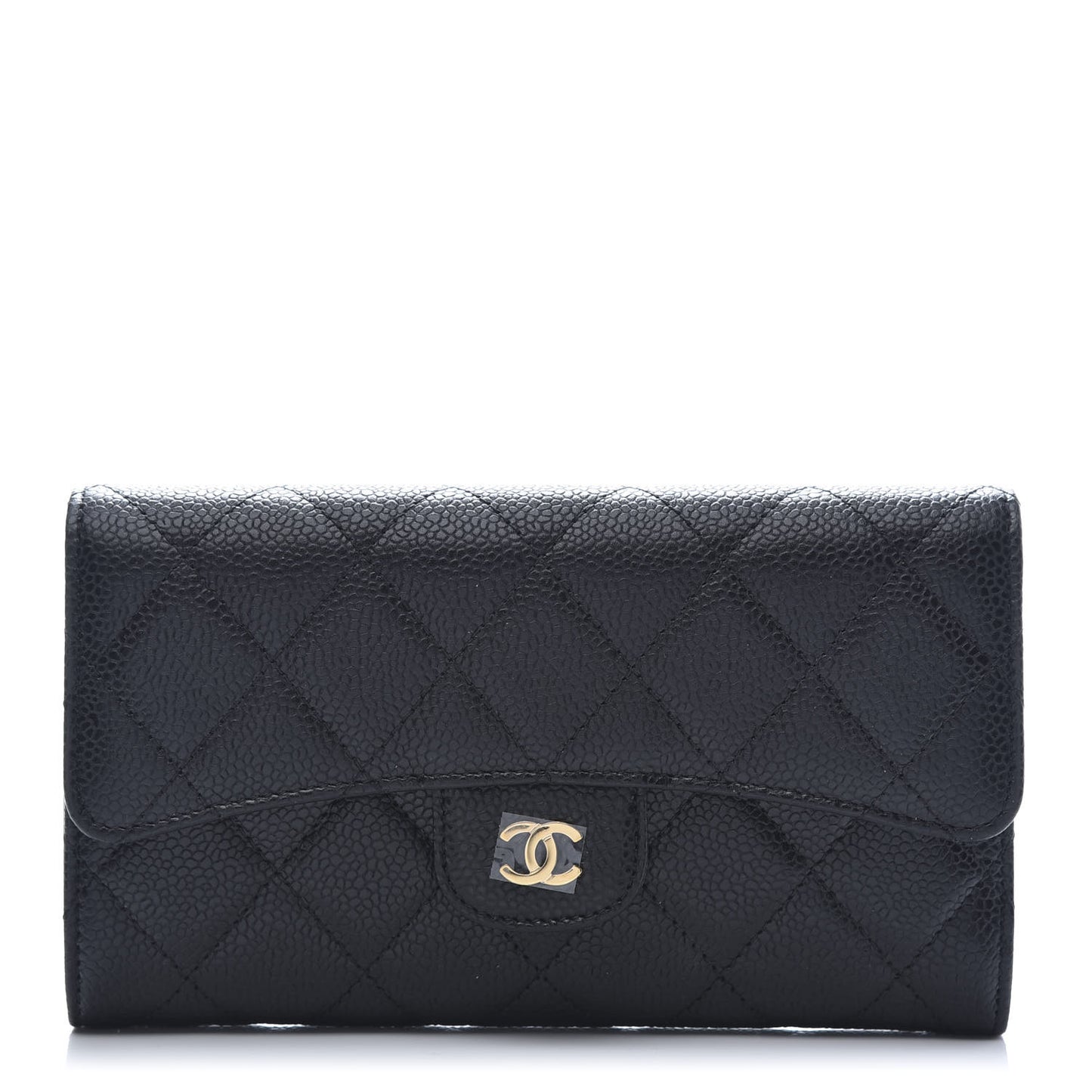 Caviar Quilted Large Flap Wallet Black