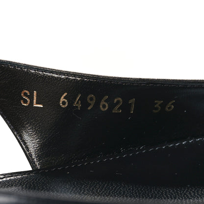 Saint Laurent Patent Smooth Lambskin Anais Slingback Flats 36 Navy Black 6 of 9