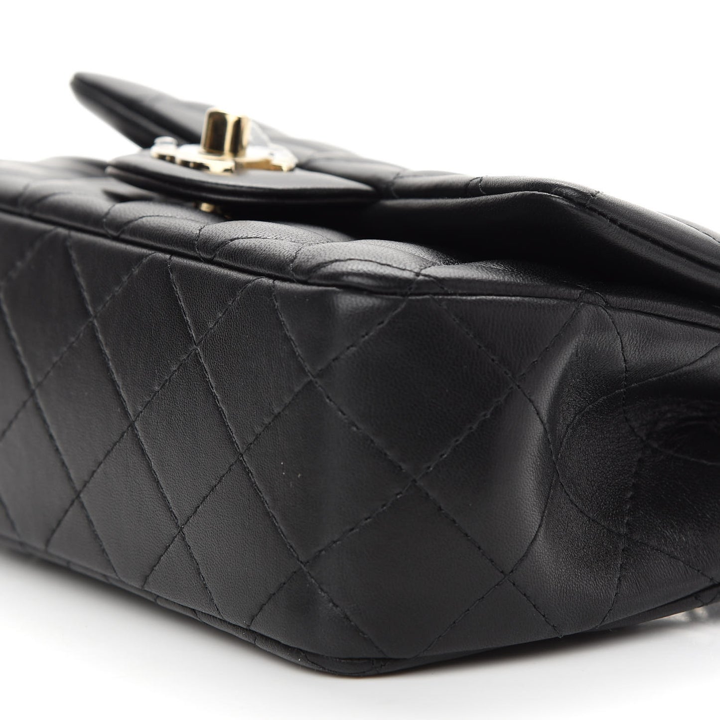 Lambskin Quilted Mini Rectangular Flap Black