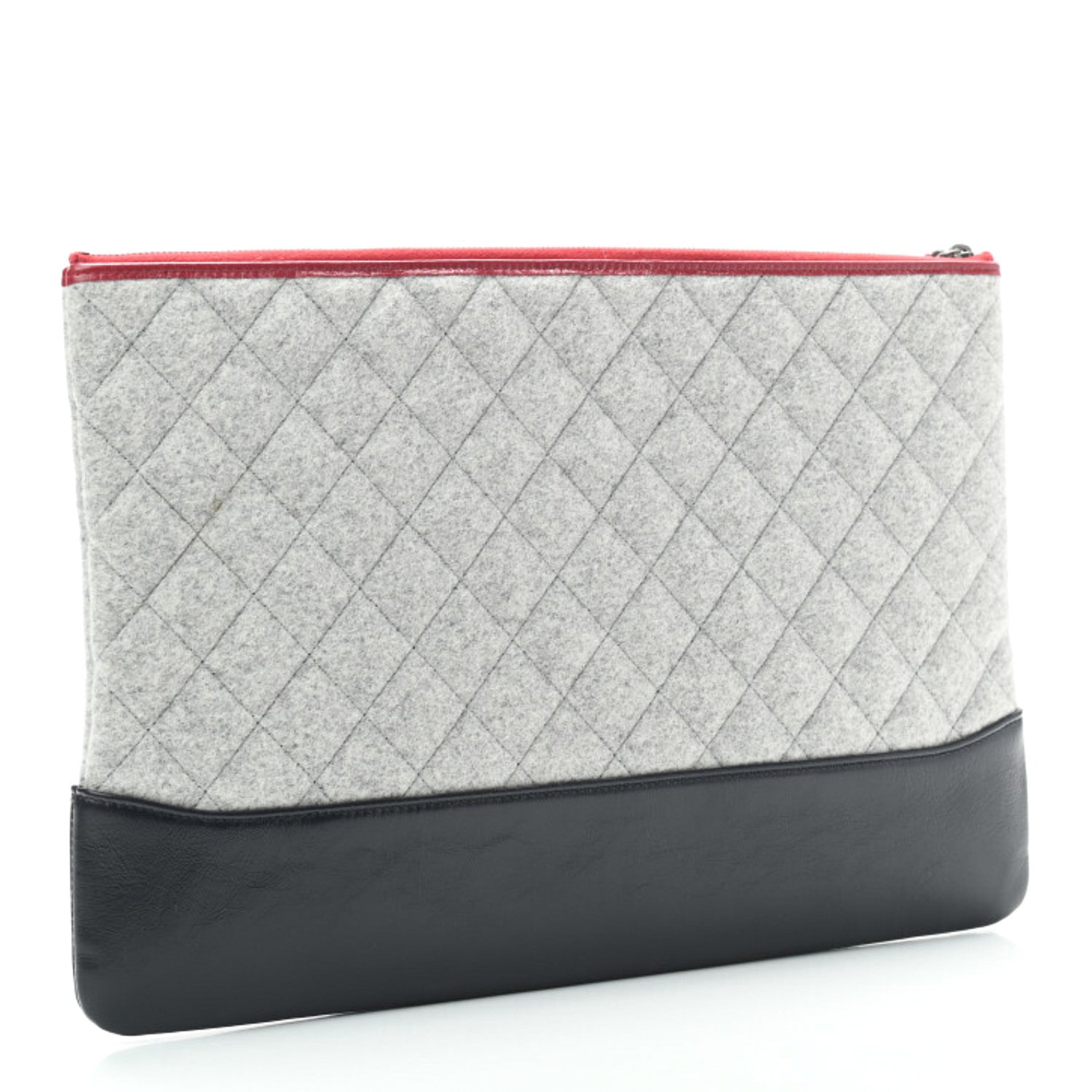 Chanel Wool Calfskin Quilted Gabrielle Pouch Clutch Navy 3 of 7