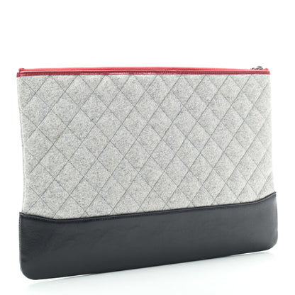 Chanel Wool Calfskin Quilted Gabrielle Pouch Clutch Navy 3 of 7