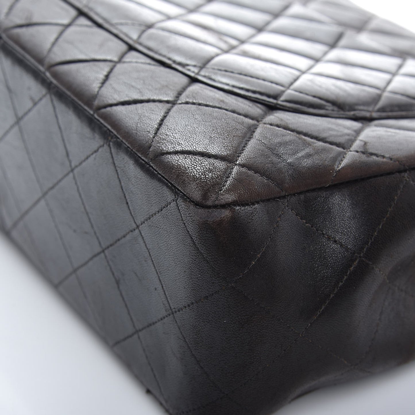Lambskin Quilted Jumbo Single Flap Brown