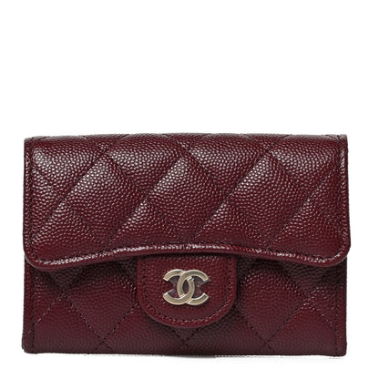 Chanel Caviar Quilted Flap Card Holder Wallet Burgundy 1 of 8
