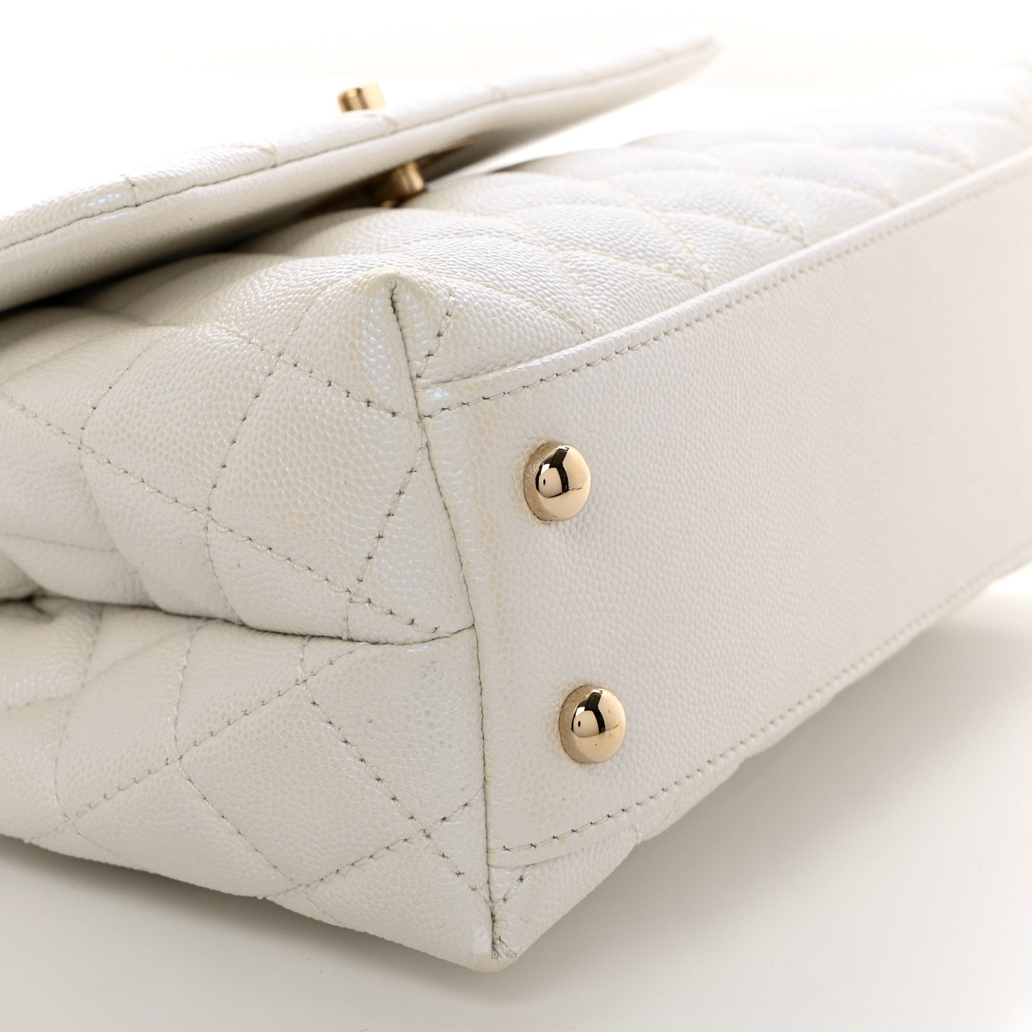 Chanel Iridescent Caviar Quilted Mini Coco Handle Flap White 9 of 10