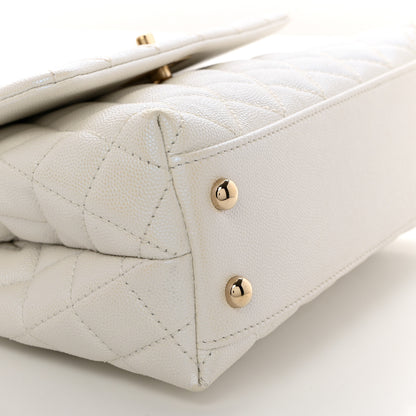 Chanel Iridescent Caviar Quilted Mini Coco Handle Flap White 9 of 10