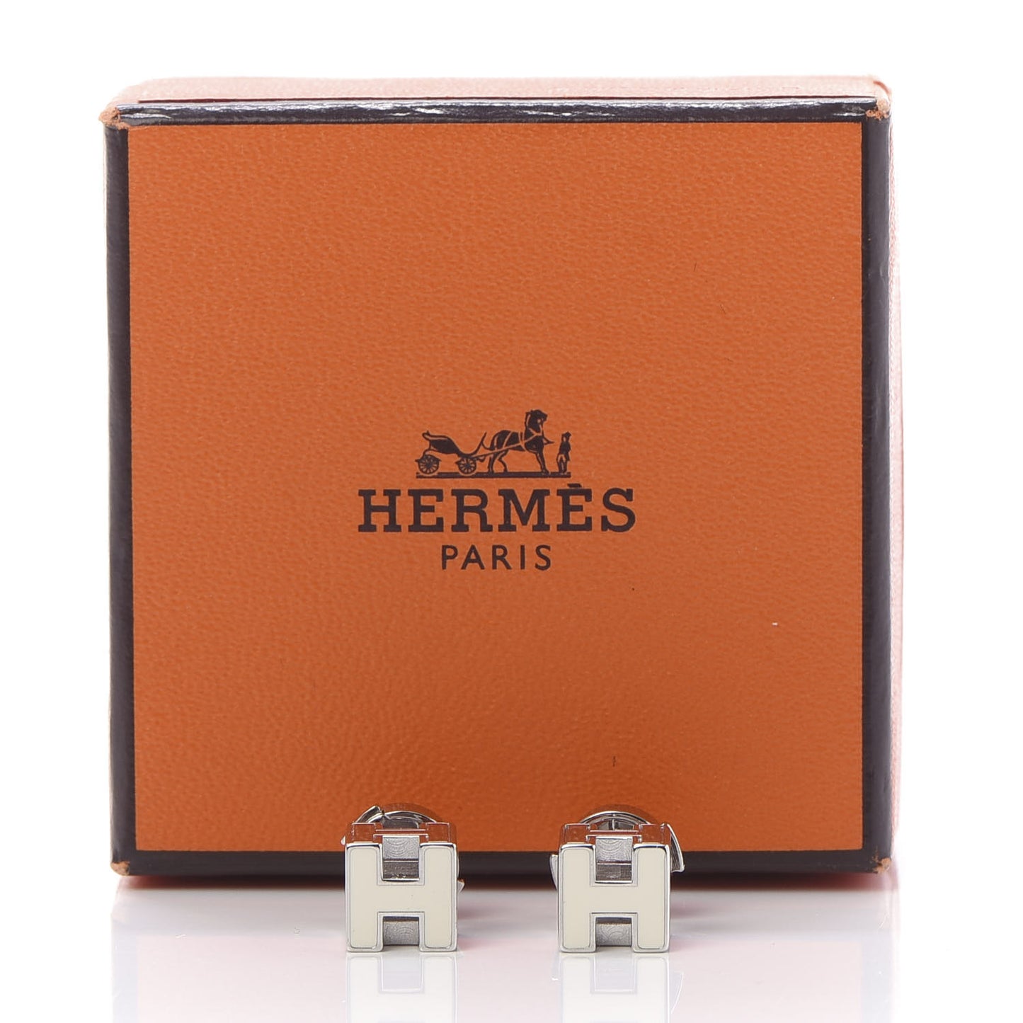 Palladium Lacquered Cage d'H Earrings Ecru