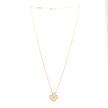 Van Cleef & Arpels 18K Rose Gold Diamond Vintage Alhambra Pendant Necklace 3 of 6