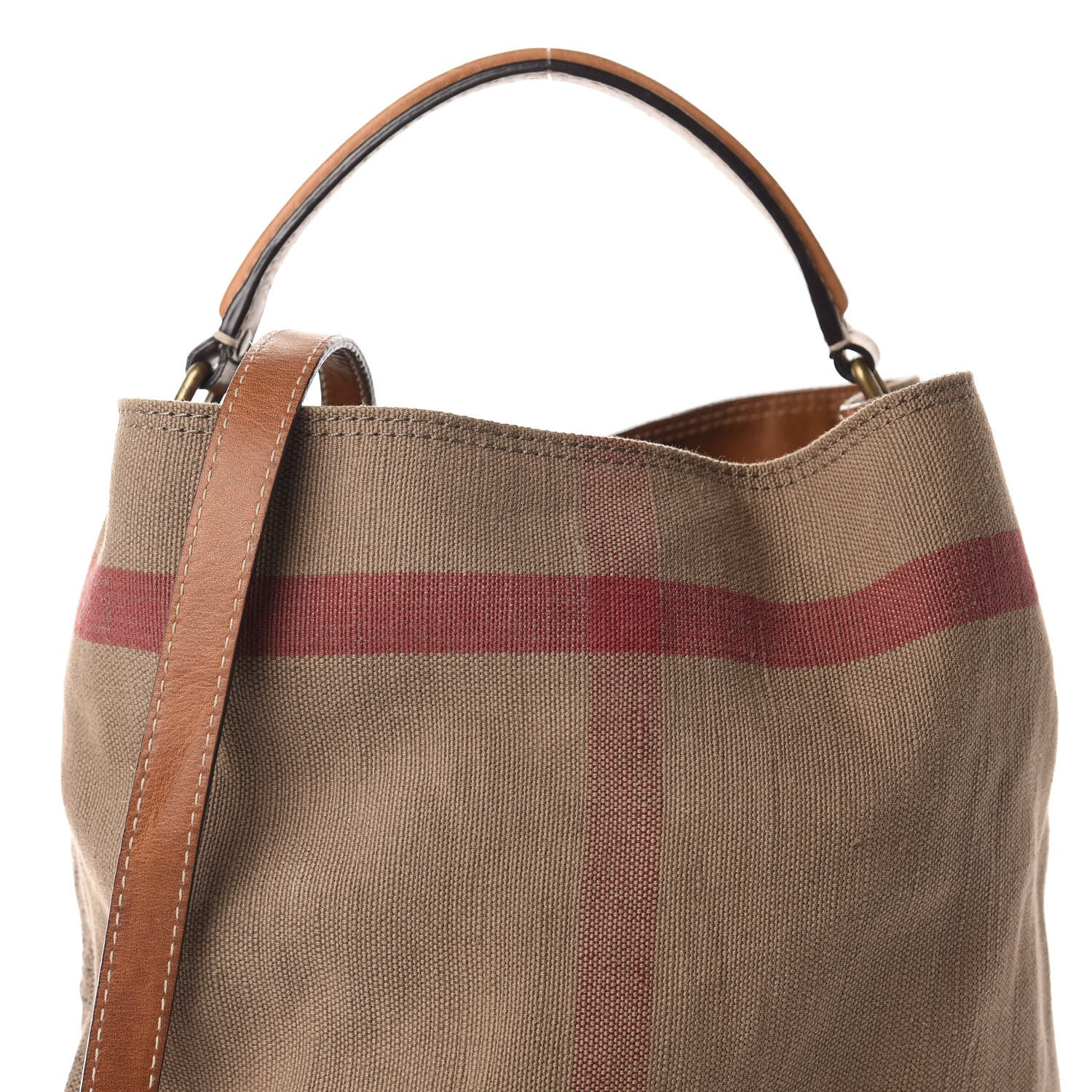 Burberry Canvas Mega Check Medium Ashby Hobo Saddle Brown 11 of 11