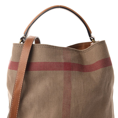 Burberry Canvas Mega Check Medium Ashby Hobo Saddle Brown 11 of 11