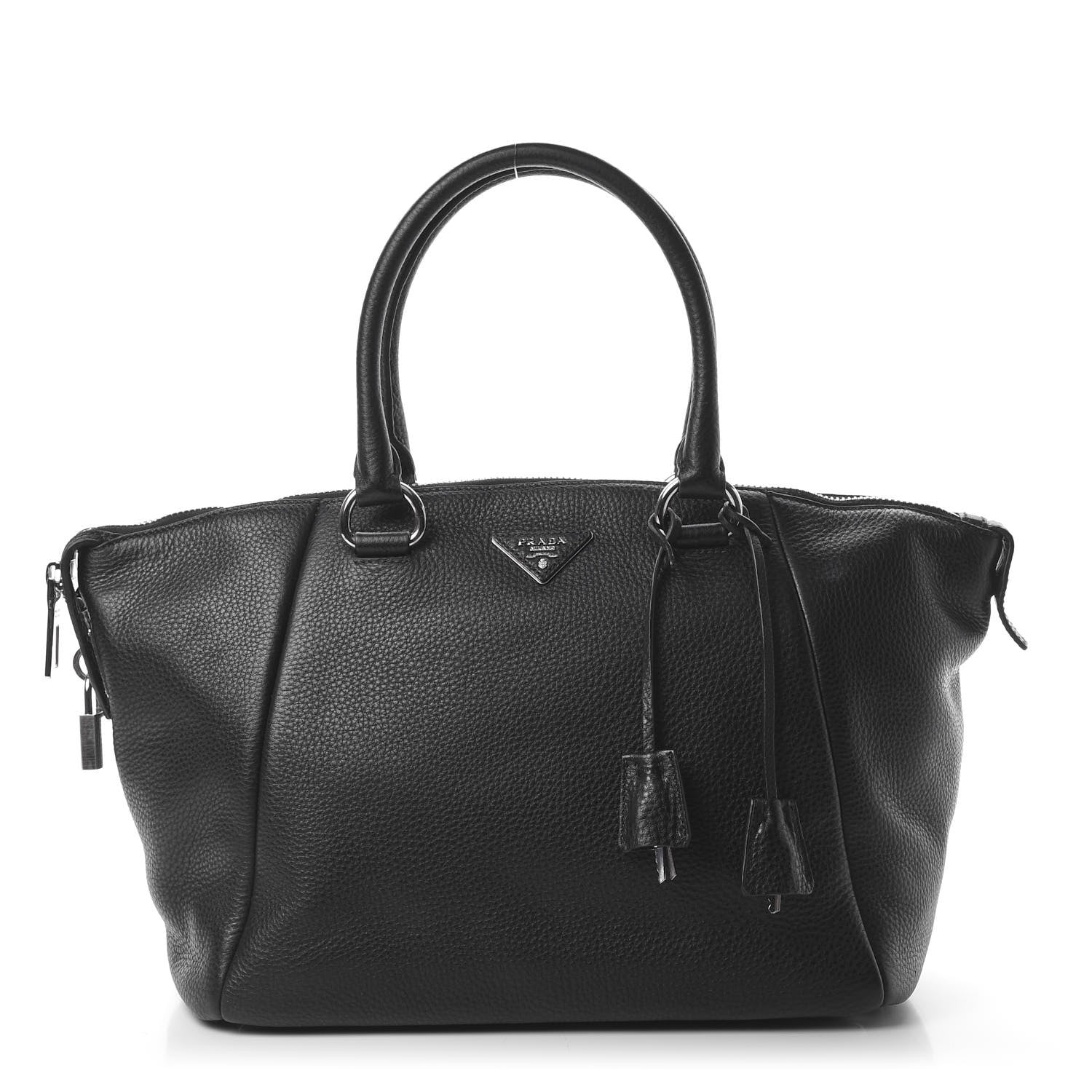 Prada Vitello Daino Double Handle Satchel Black 1 of 11