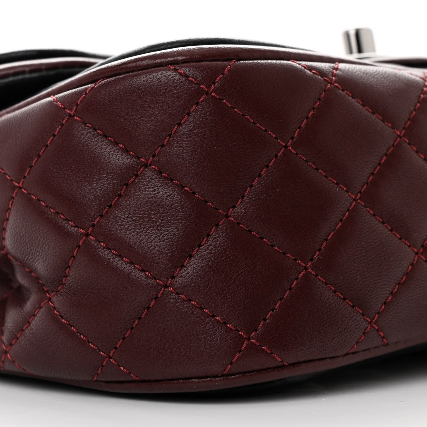 Chanel Lambskin Classic Twist Mini Rectangular Flap Black Burgundy 9 of 13