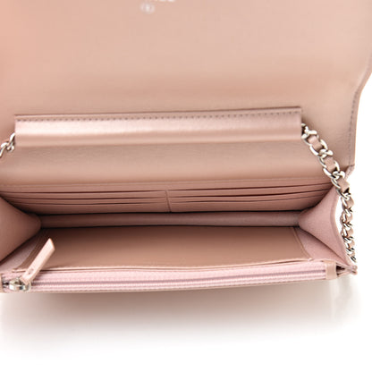Chanel Goatskin Camellia Embossed Wallet On Chain WOC Light Pink 5 of 12