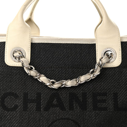 Chanel Canvas Medium Deauville Tote Black White 7 of 12
