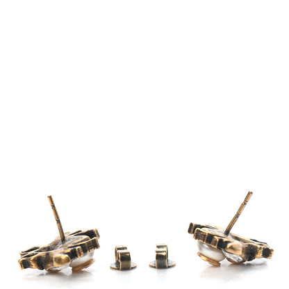 Gucci Crystal Pearl GG Bee Earrings Gold 3 of 4