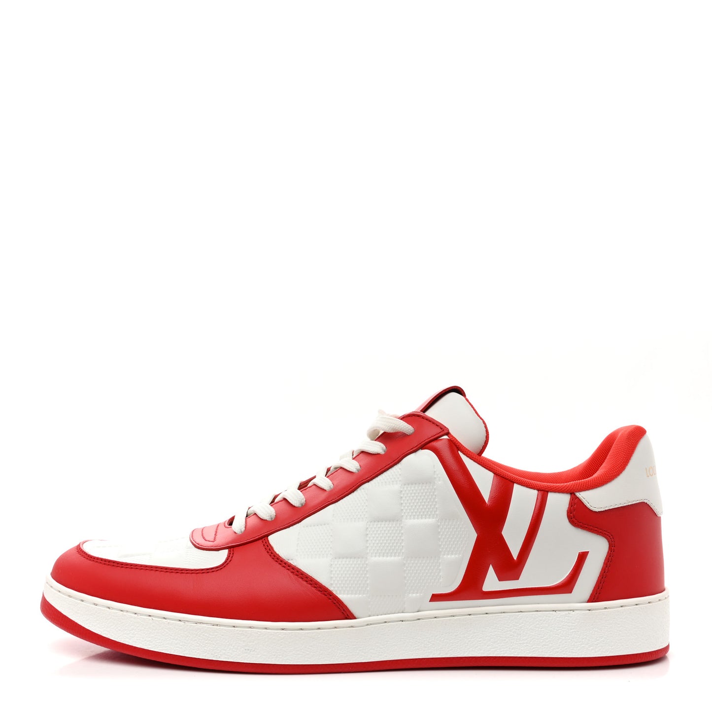 Calfskin Maxi Damier Mens Rivoli Sneakers 10 Red White