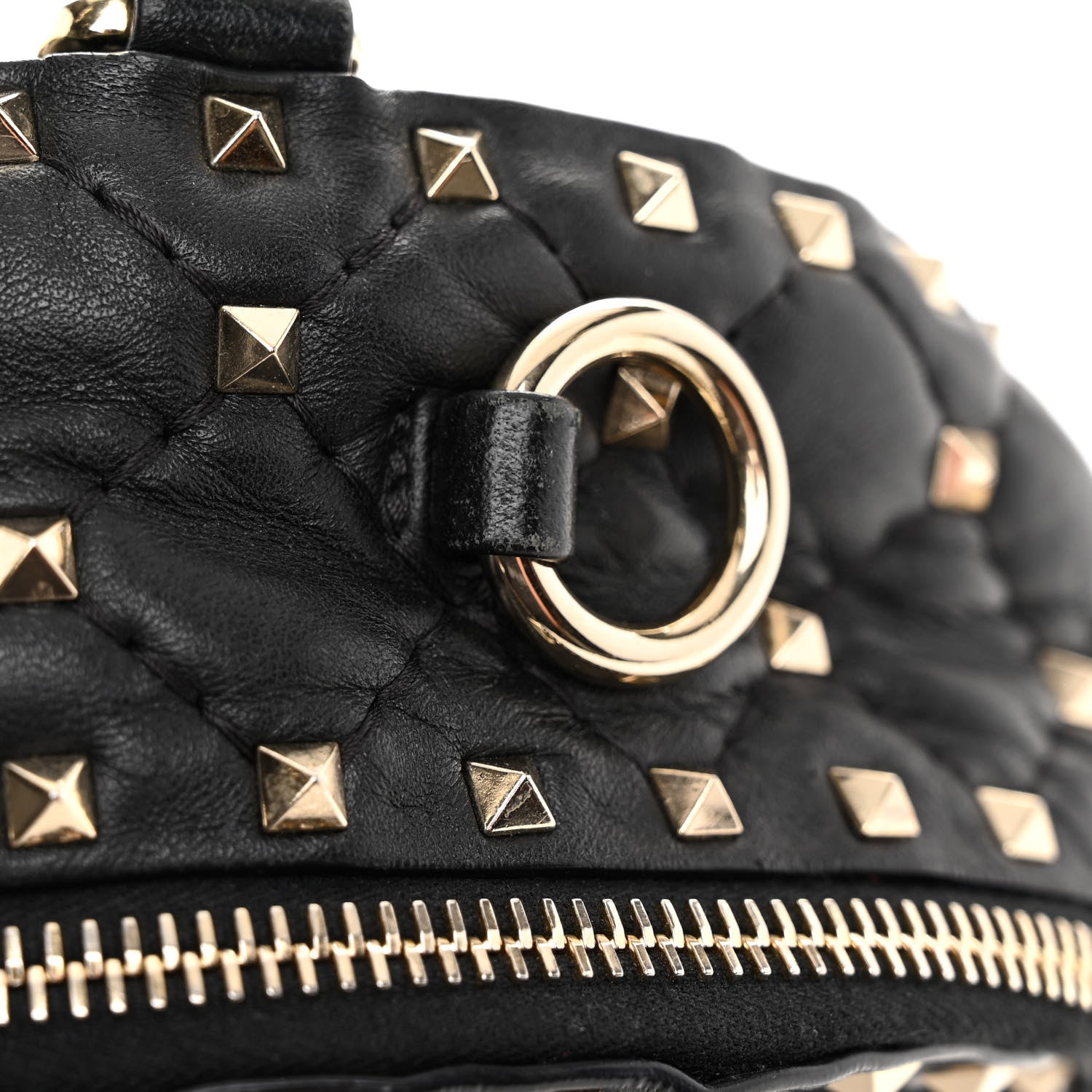 Valentino Garavani Lambskin VLTN Print Quilted Mini Rockstud Spike Backpack Black 12 of 16