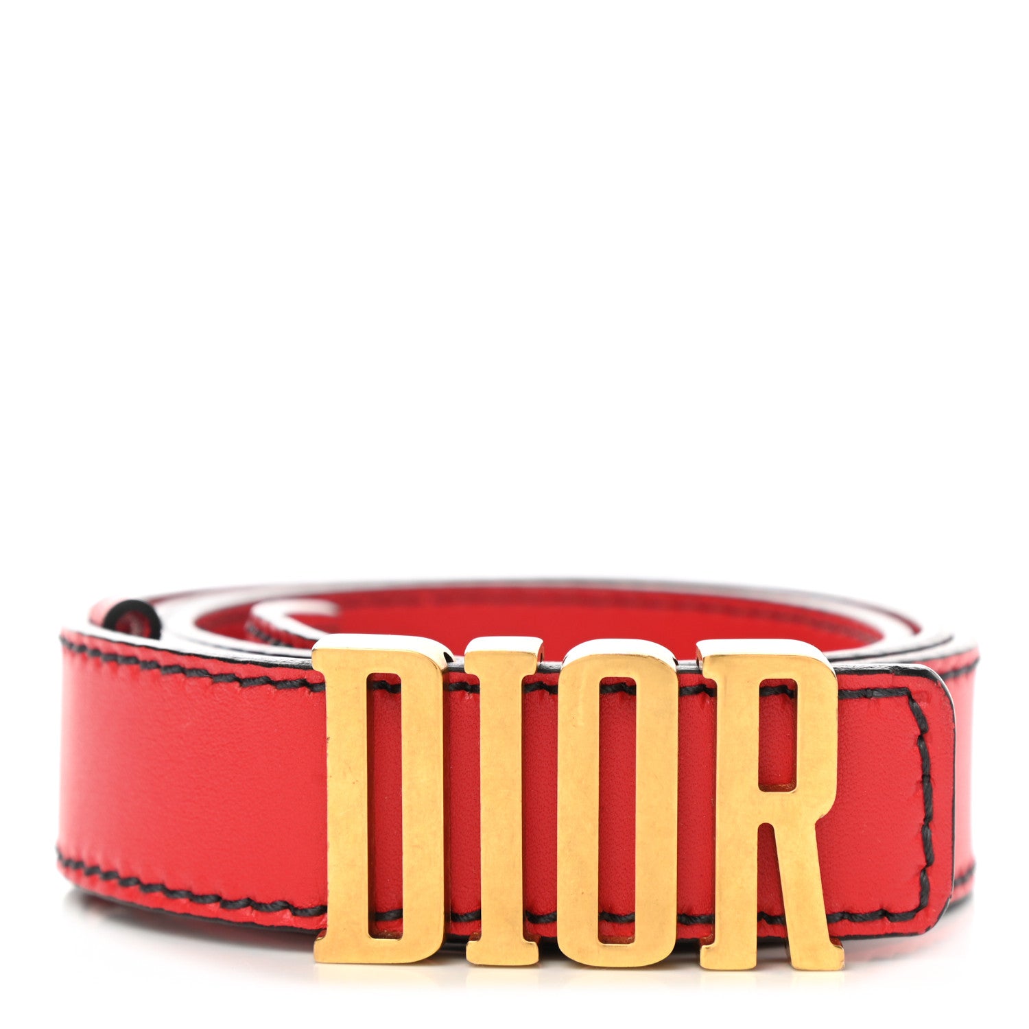 Christian Dior Calfskin D Fence Belt 90 Red 1 of 4