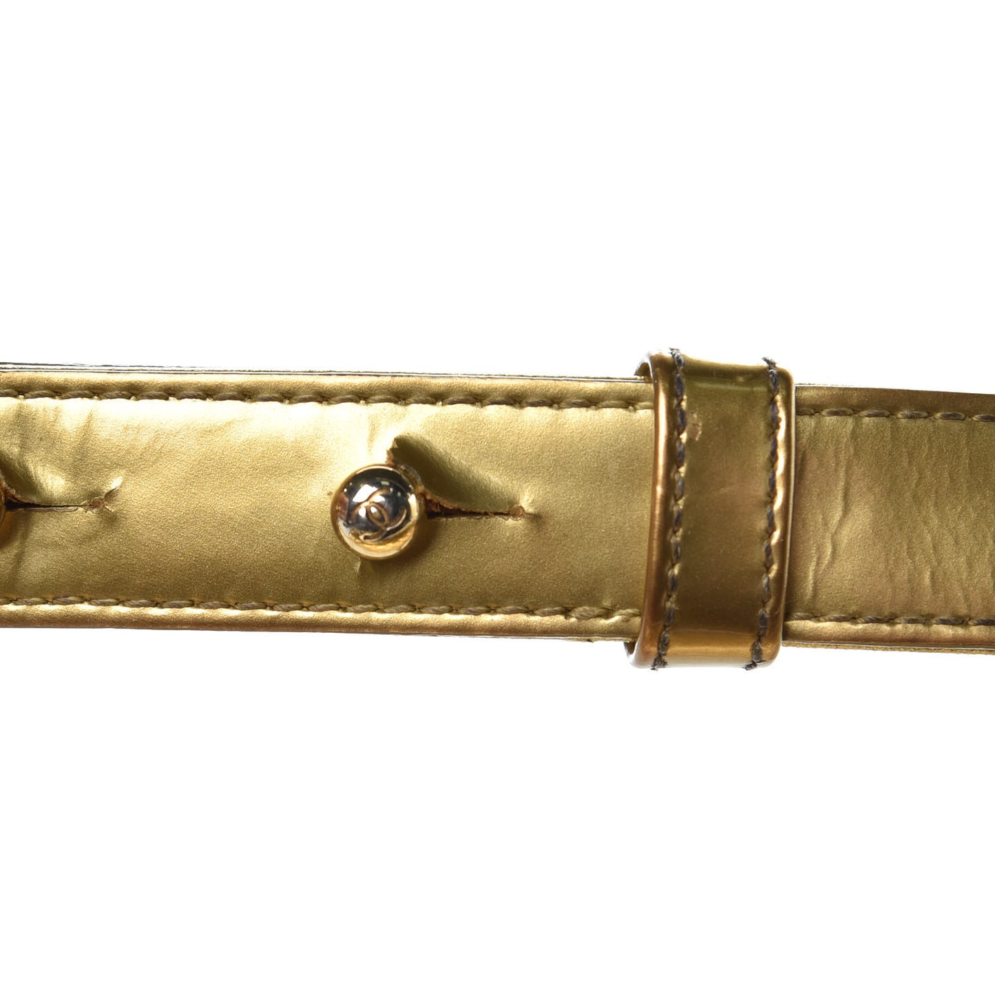 Metallic Patent Calfskin Quilted Medium Boy Flap Gold