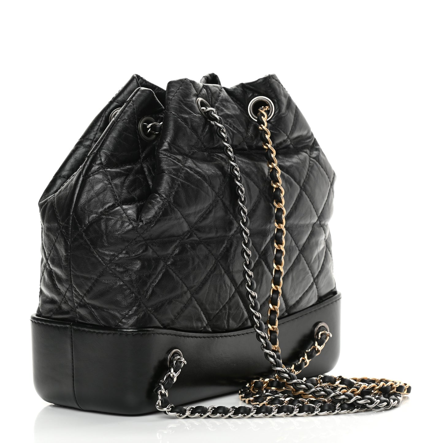 Aged Calfskin Quilted Small Gabrielle Backpack Black