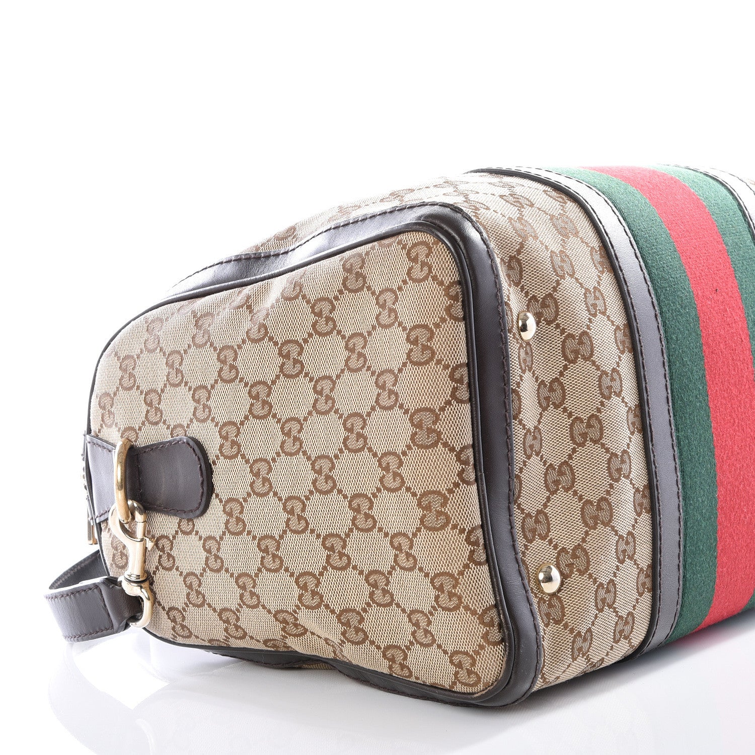 Gucci Monogram Vintage Web Medium Boston Dark Brown 7 of 12