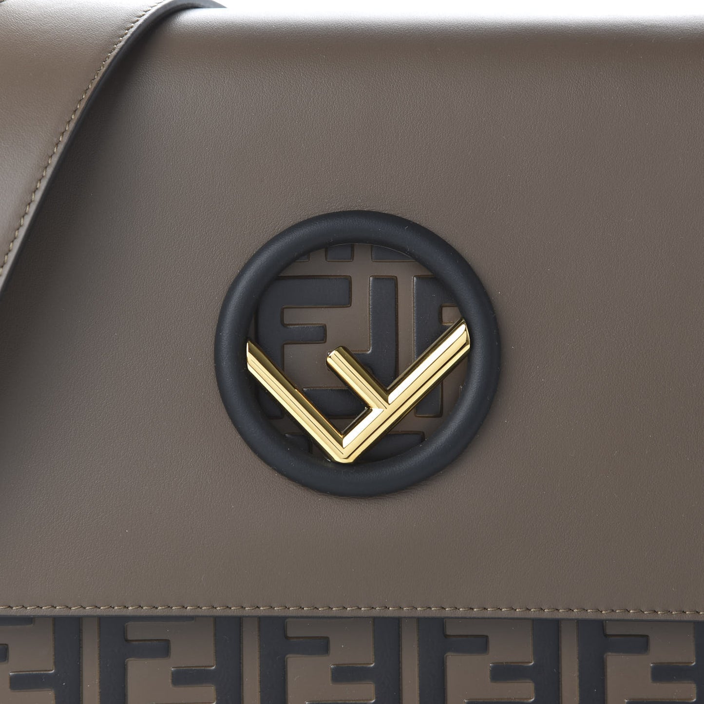 Vitello Century F is Fendi Bi-Color FF 1974 Embossed Kan I Shoulder Bag Maya Black