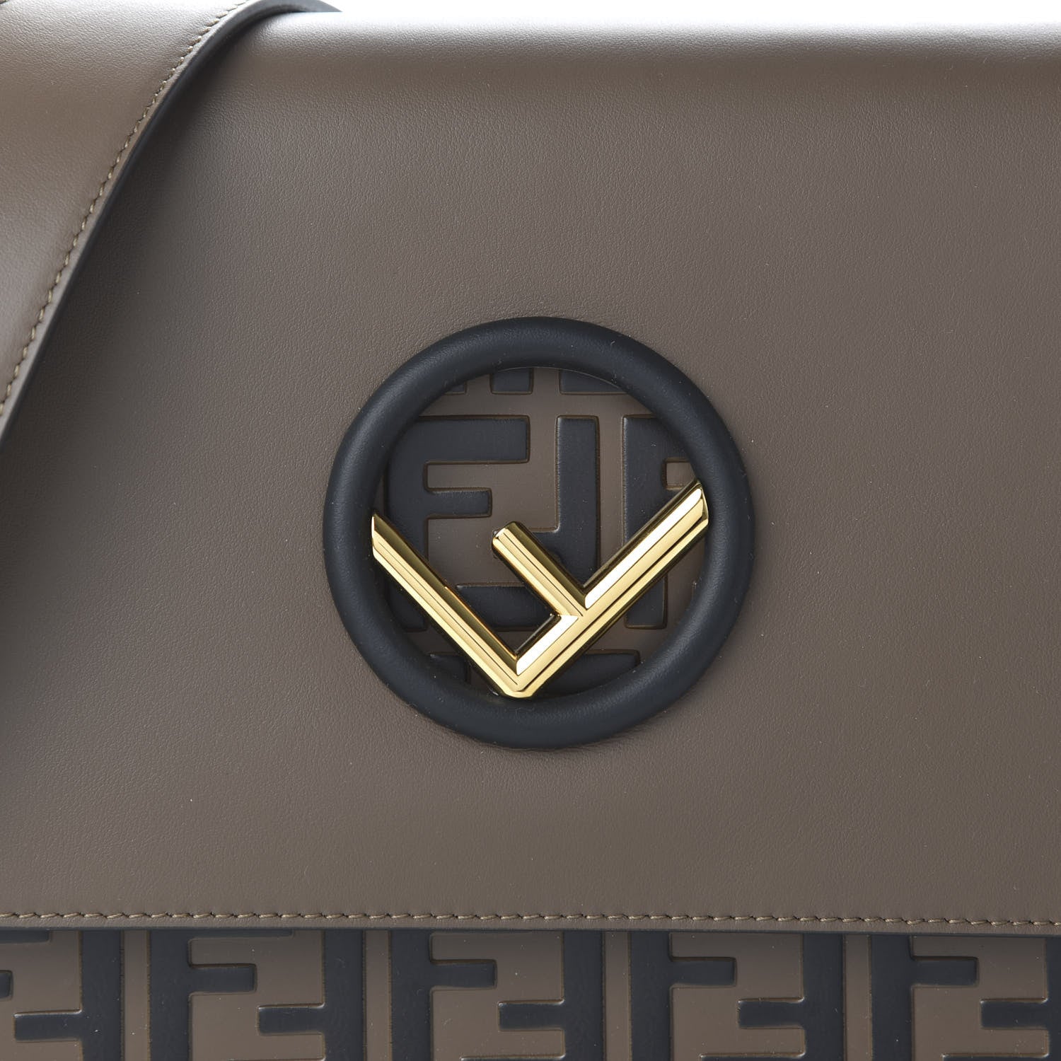 Fendi Vitello Century F is Fendi Bi-Color FF 1974 Embossed Kan I Shoulder Bag Maya Black 11 of 12
