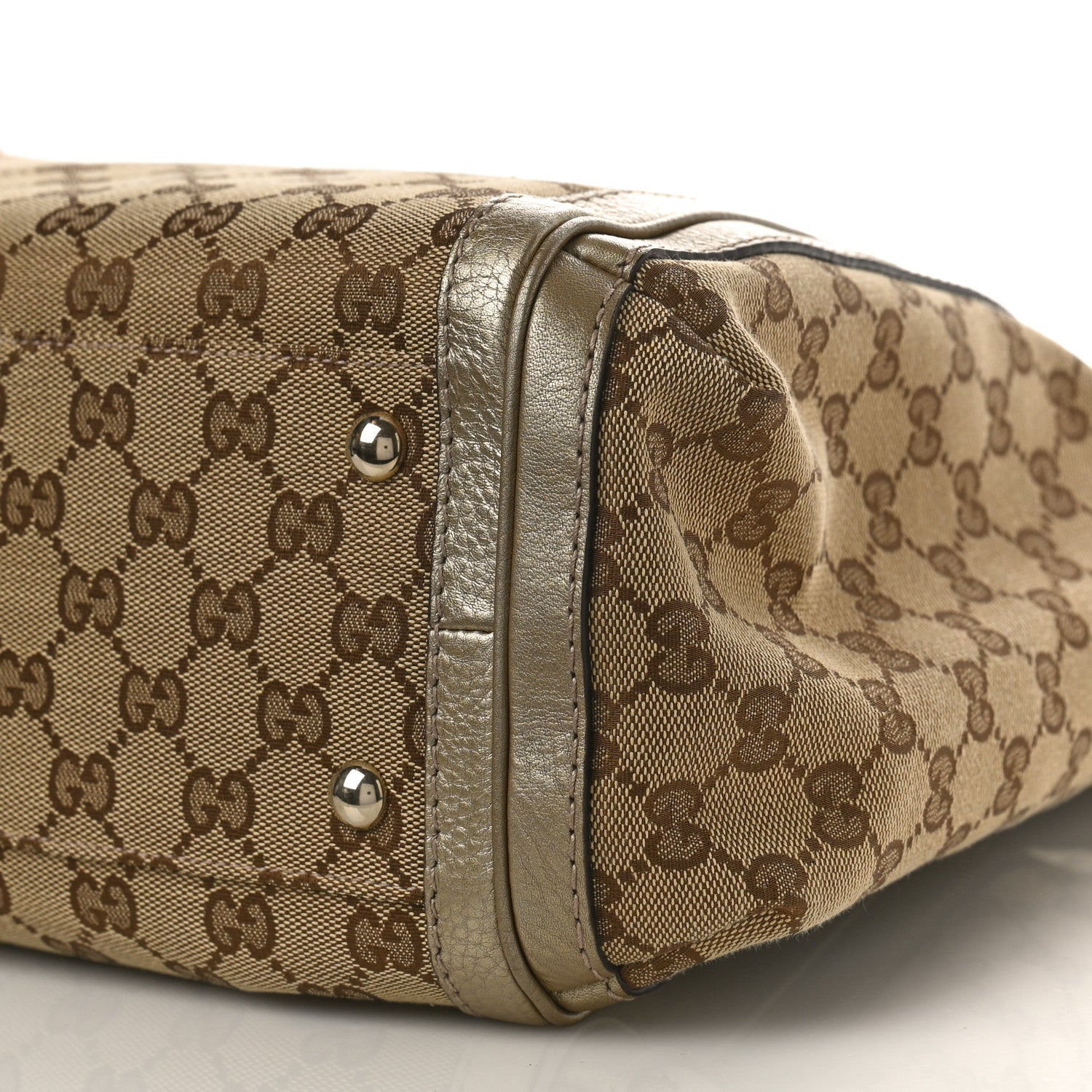 Gucci I Monogram Cellarius Calfskin Large Bella Top Handle Bag Gold 9 of 9