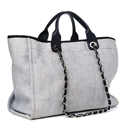 Chanel Woven Straw Raffia Medium Deauville Tote Grey 2 of 9