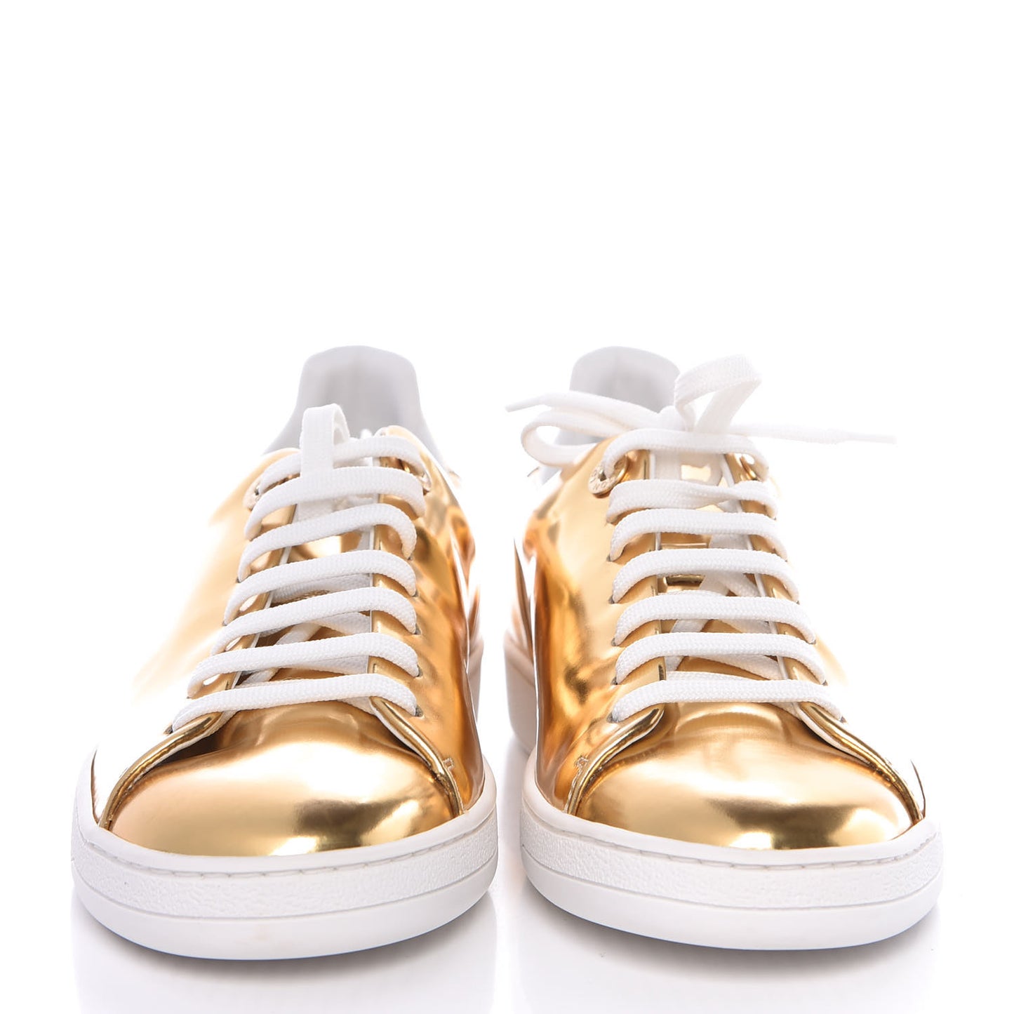 Metallic Calfskin Frontrow Sneakers 37.5 Gold