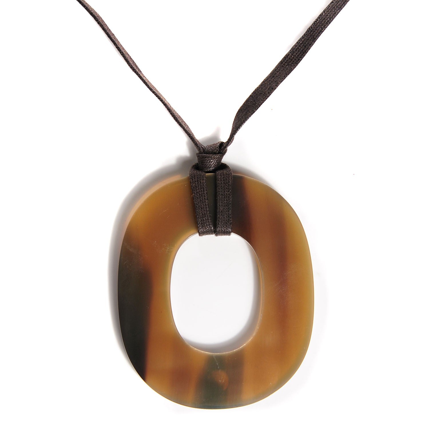 Hermes Buffalo Horn Isthme Clou de Selle Pendant Necklace 1 of 5