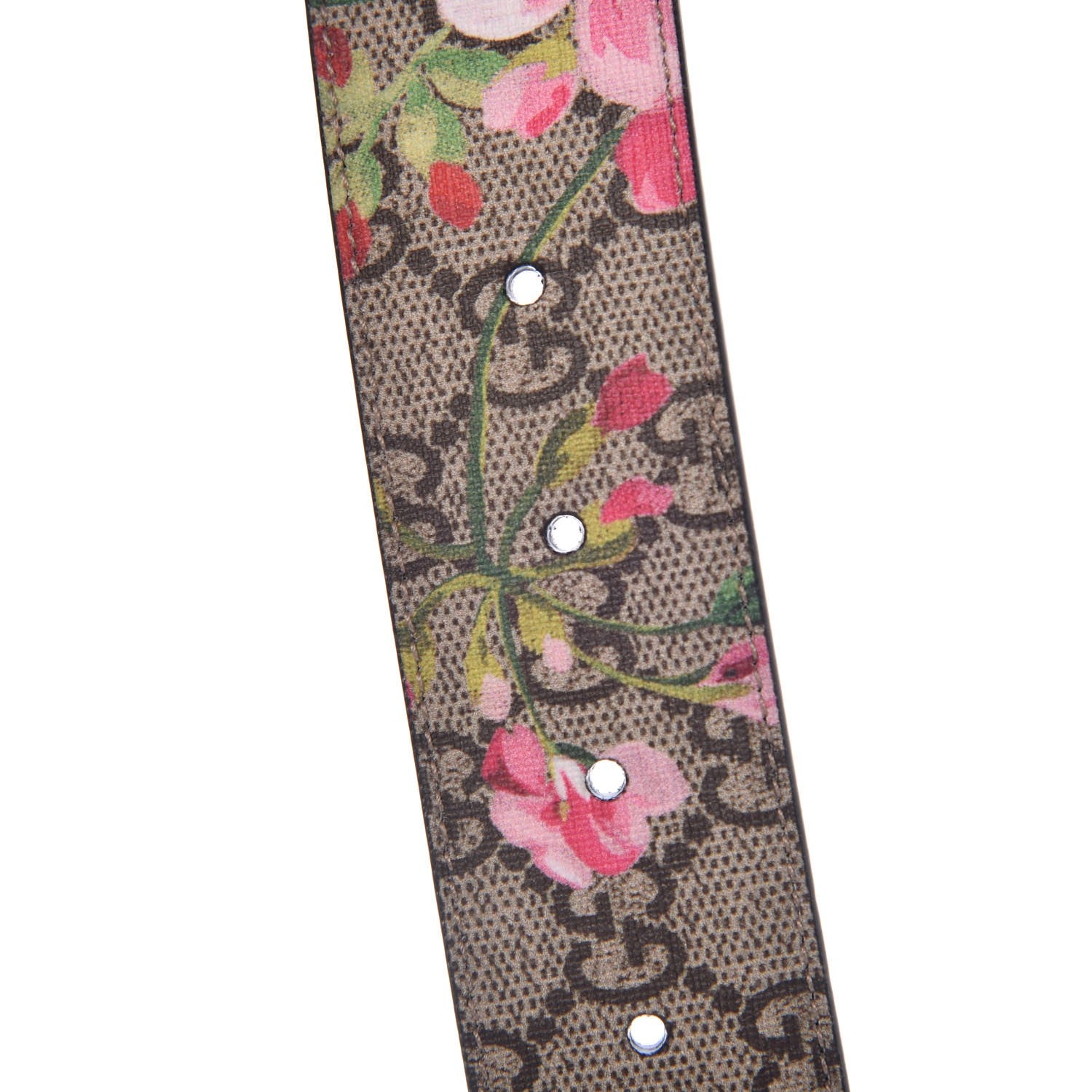 Gucci GG Supreme Monogram Blooms Moon Calfskin Interlocking G 37mm Belt 90 36 Beige Ebony Multicolor Dry Rose 5 of 6