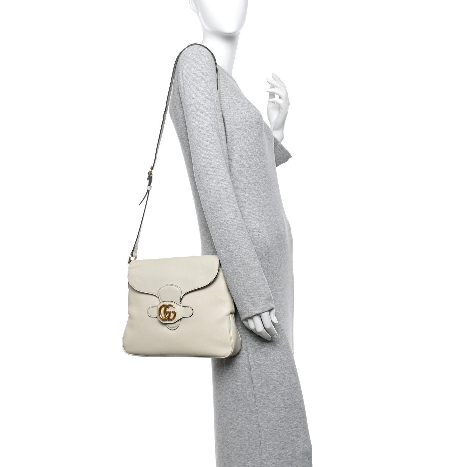 Gucci New Sakai Calfskin Lux Medium Dahlia Messenger Shoulder Bag Mystic White 2 of 11