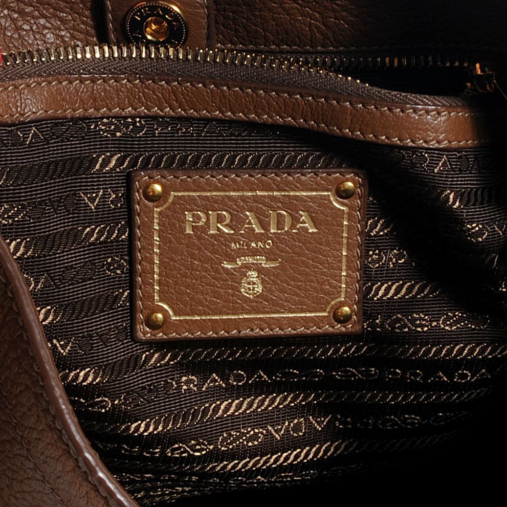 Prada Cervo Deerskin Zipper Hobo Cammello 6 of 8