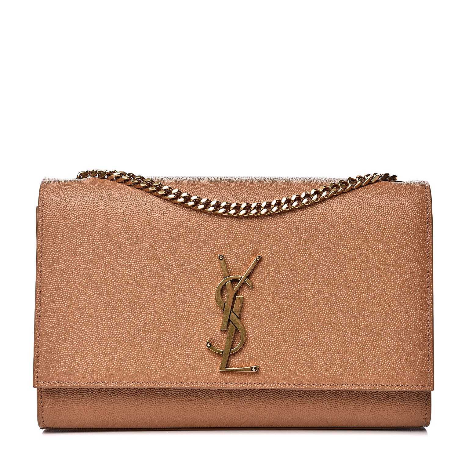 Saint Laurent Grain De Poudre Medium Monogram Kate Satchel Dark Beige 1 of 12