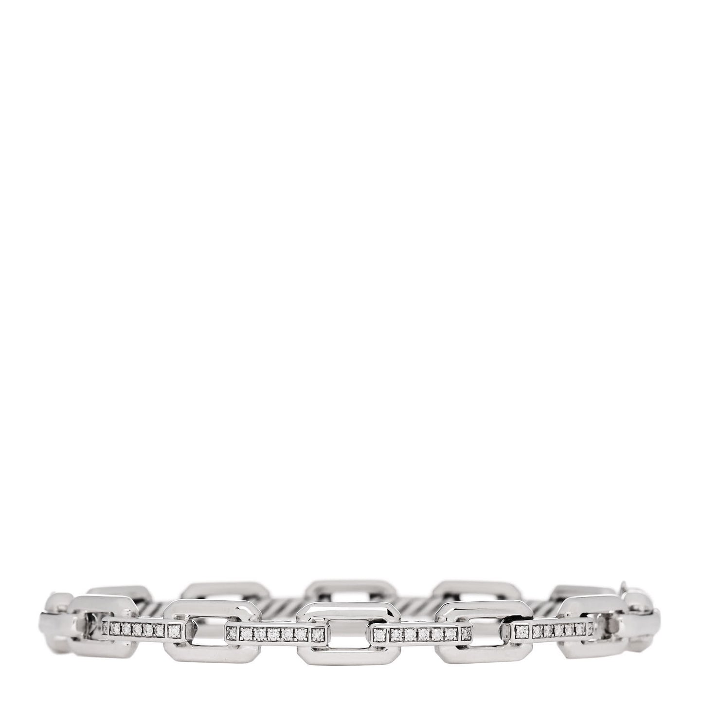 Sterling Silver Diamond 7mm Stax Link Bangle Bracelet