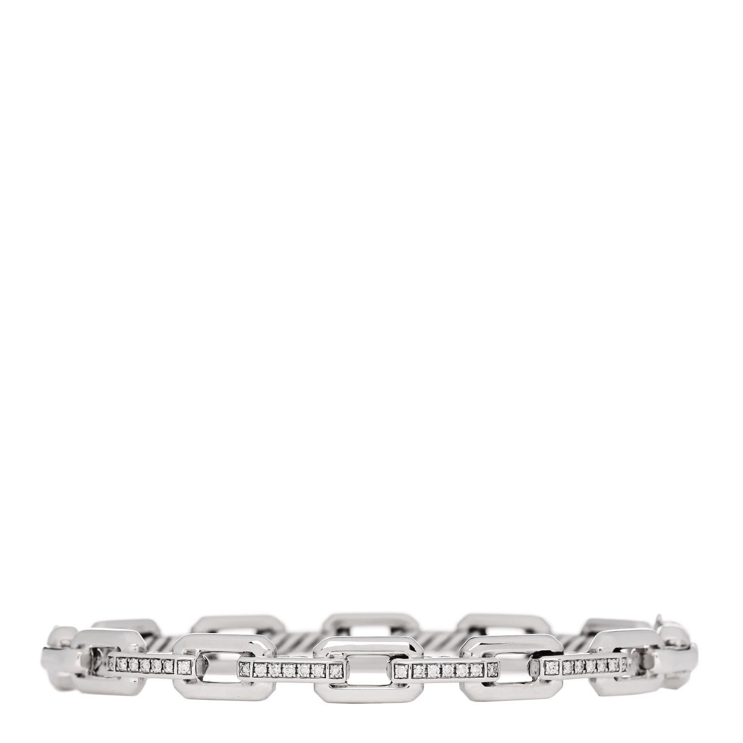 David Yurman Sterling Silver Diamond 7mm Stax Link Bangle Bracelet 1 of 3