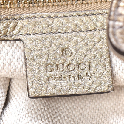 Gucci Metallic Pebbled Calfskin Medium Soho Chain Shoulder Bag Golden Beige 8 of 15