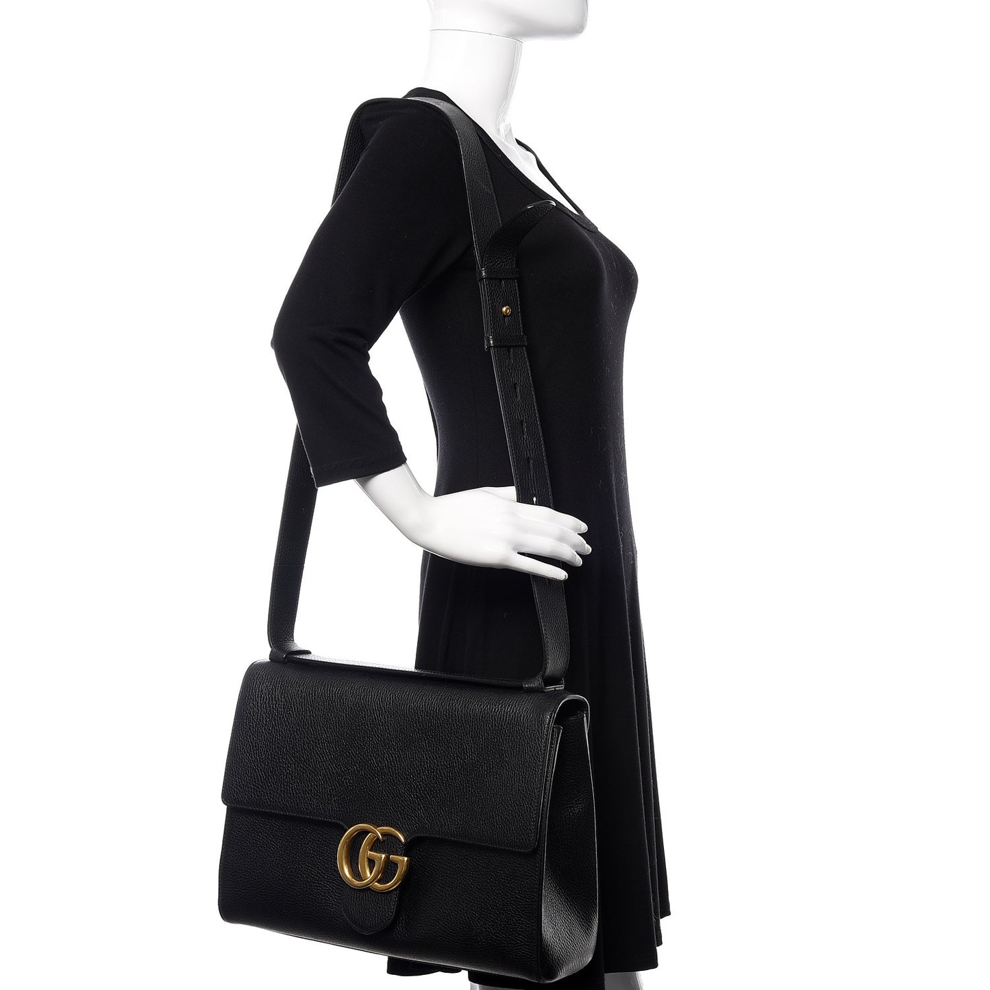 Calfskin GG Marmont Messenger Bag Black