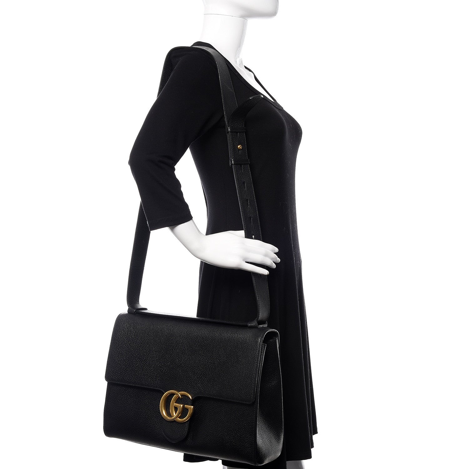 Gucci Calfskin GG Marmont Messenger Bag Black 2 of 17