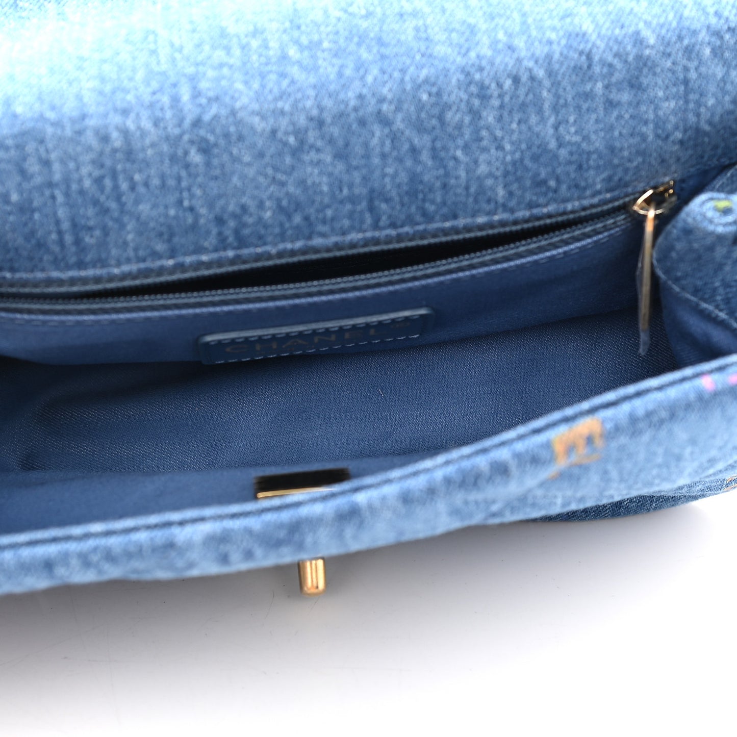 Denim Quilted Mini Denim Mood Rectangular Flap Blue Multicolor