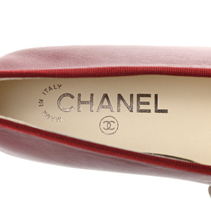 Chanel Lambskin CC Cap Toe Ballerina Flats 37 Red Navy 7 of 8