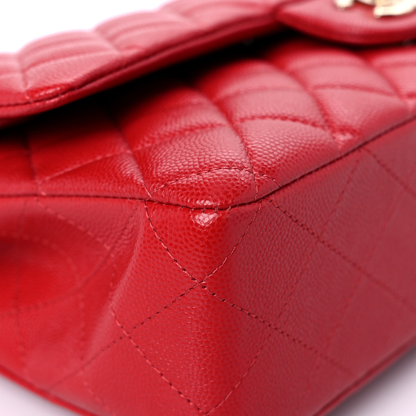 Caviar Quilted Medium Double Flap Red
