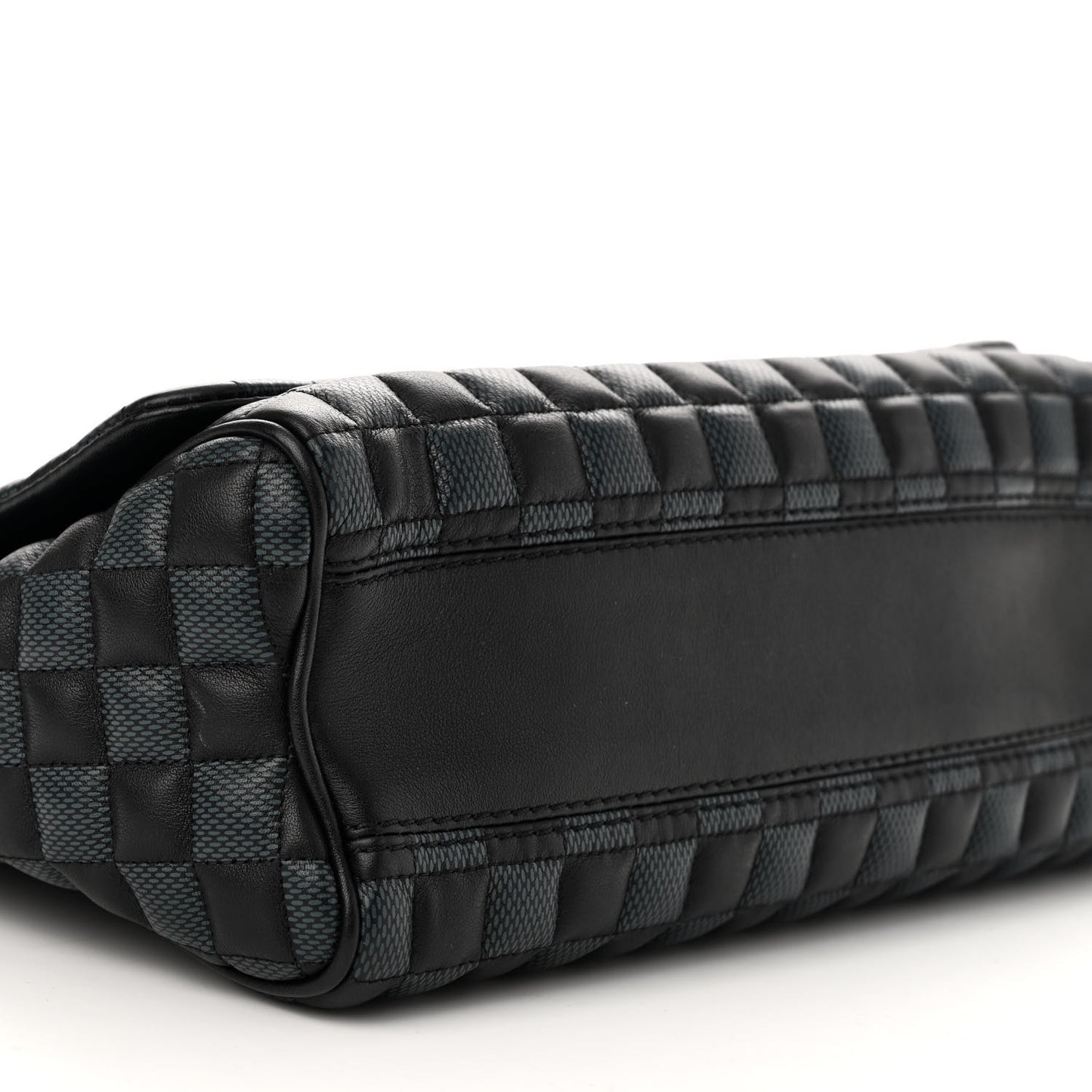 Calfskin Quilted Damier Twist MM Black Anthracite