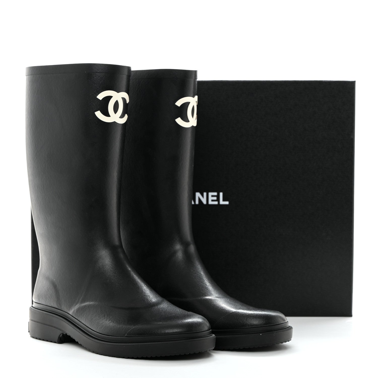 Chanel Caoutchouk CC High Boots 40 Black 9 of 9