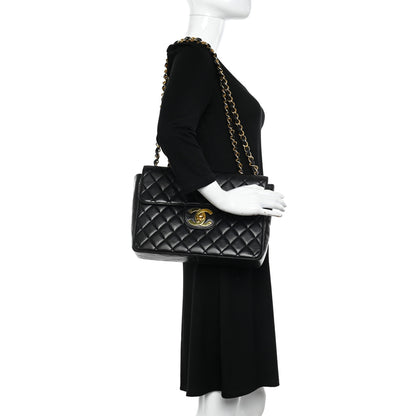 Chanel Lambskin Quilted XL Jumbo Single Flap Black 2 of 16