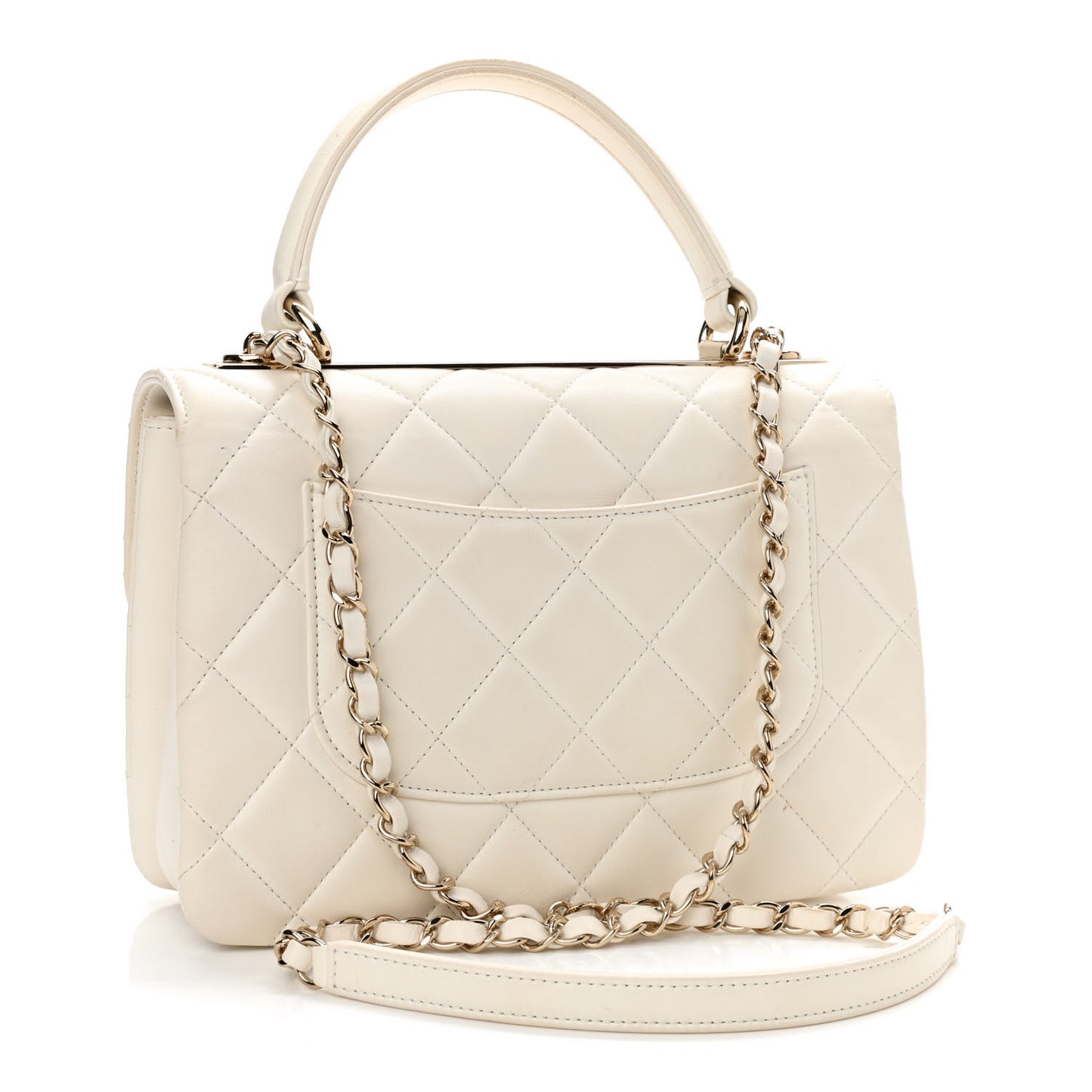 Lambskin Quilted Small Trendy CC Dual Handle Flap Bag White