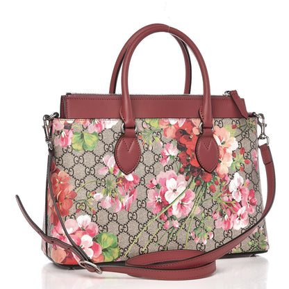 Gucci GG Supreme Monogram Blooms Small Zip Top Tote Beige Multicolor Dry Rose 3 of 10